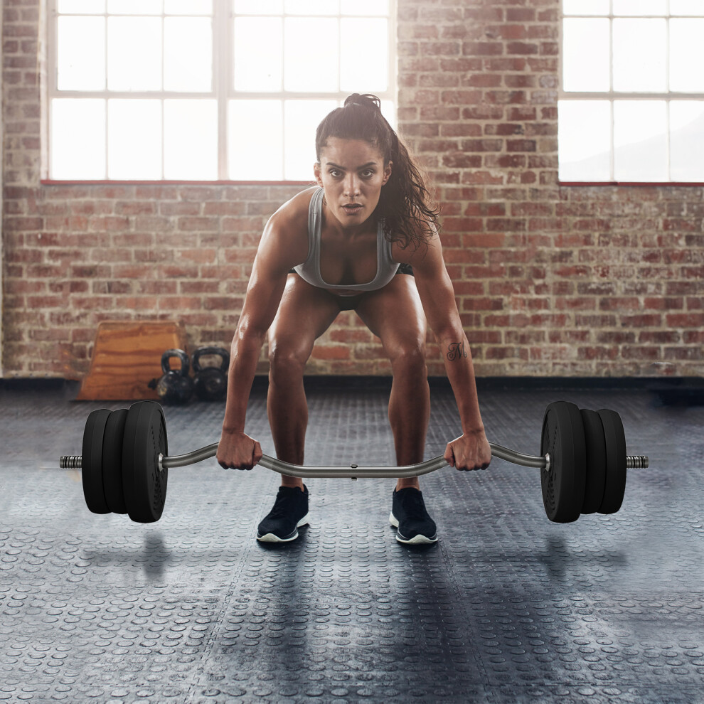 Sportnow 25Kg Adjustable Barbell Weights Set For Home Gym Strength Training