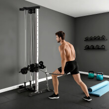 SPORTNOW Wall Mount Cable Station with 15 Positions Adjustable Dual Pulleys