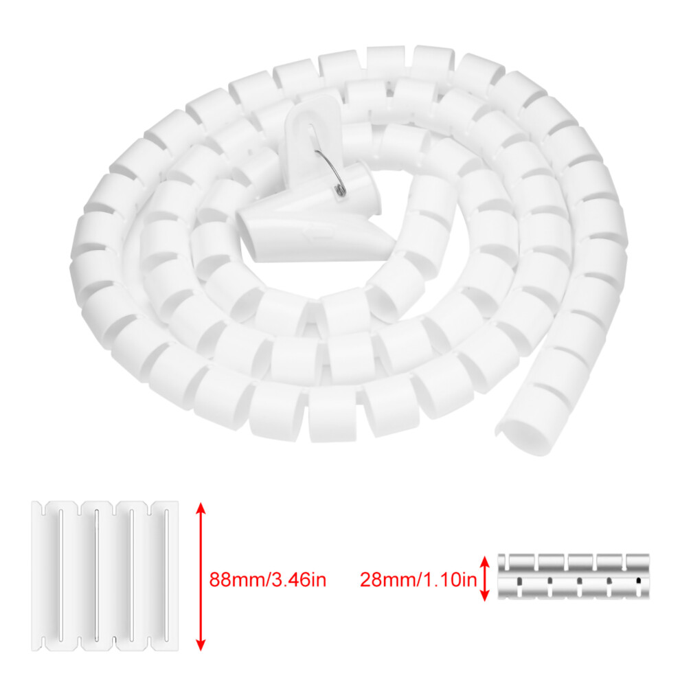 Flexible Spiral Tube Cable Wrap 1.5M Cord Protector For Wires & Cables White 4331363043943