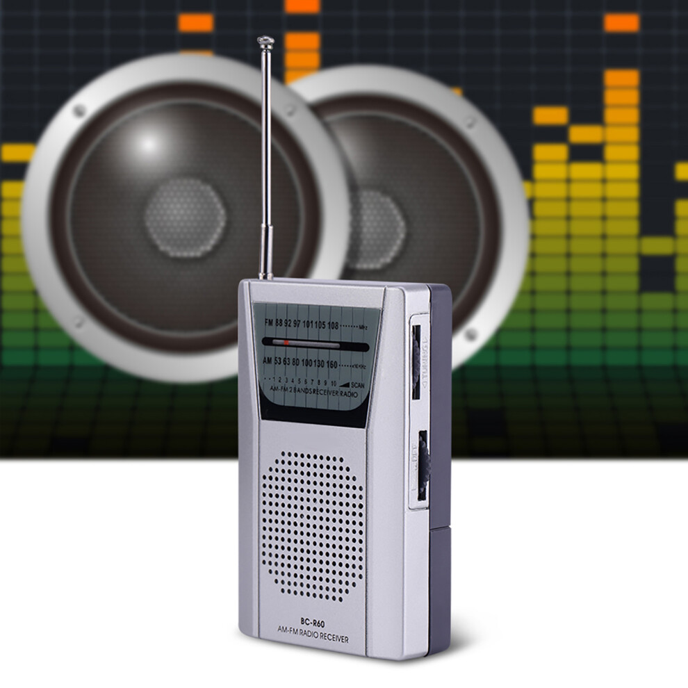 Pocket-Size Radio With Am/Fm Receiver And Built-In Speaker Silver 7891363042256