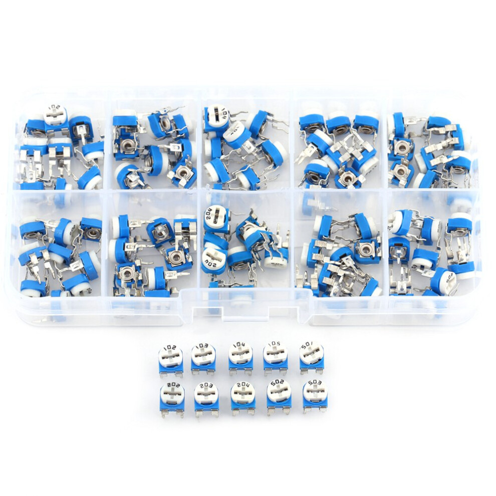 Variable Resistor Kit 100Pcs 10 Values 500Î©-1Mî© Film Potentiometer Trimpot 4631363044613