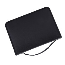 Sydney Large PU Leather Pencil Case Zipper Cover Spacious Pen Storage - Black