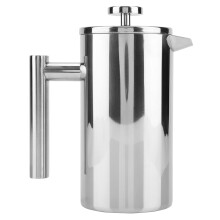 Cafetieră cu presă franceză din oțel inoxidabil, vas izolat cu perete dublu, filtru cu 3 straturi sau micro-plasă, prepararea fină a cafelei