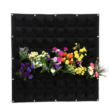 Outdoor Wall Hanging Garden Bag with 64 Pockets Felt Vertical Black