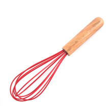 Professionelles Küchengerät, hochwertiger Schneebesen aus ergonomischem Holzgriff zum Mischen, Schlagen und Rühren (neutrale Farben)