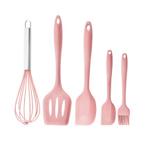 Silikonspatel-Set, hitzebeständig bis 600F, antihaftbeschichtet, geruchsabweisend, ergonomisches Griffdesign zum Kochen und Backen (fünfteilig)