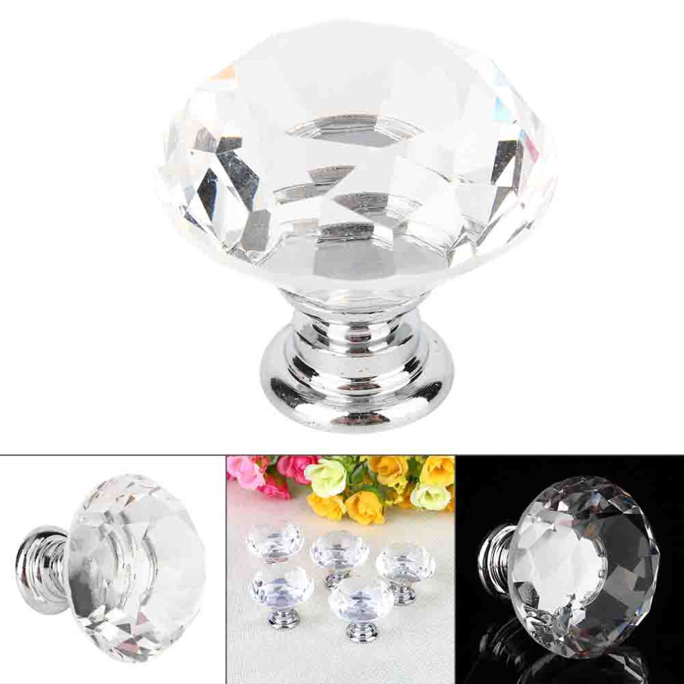 10Pcs Crystal Glass Drawer Knobs 30Mm Elegant Cabinet Handles Set 7891363054679