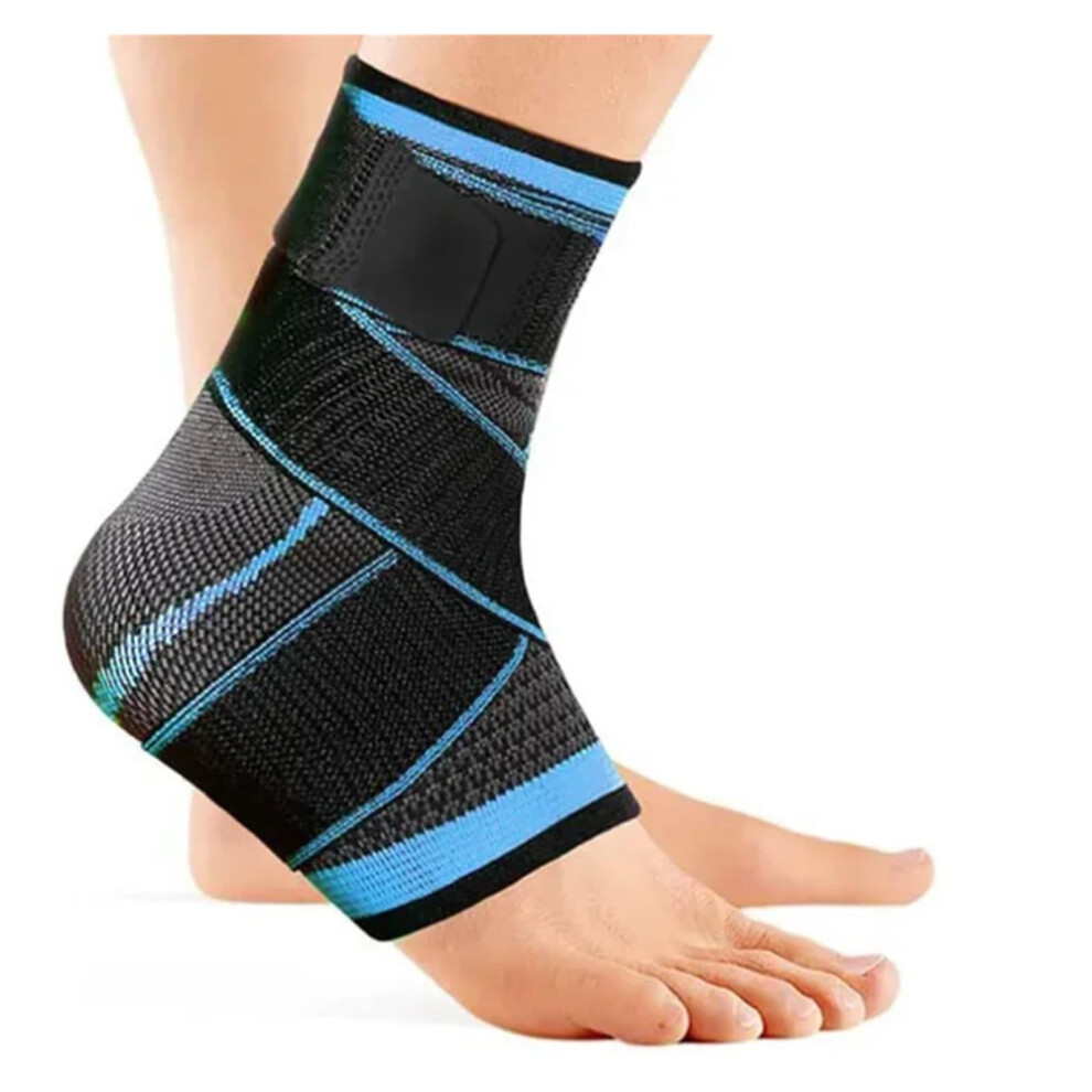 Black/Blue Ankle Support Brace Adjustable Compression Ankle Stabilizer For Ligament Damage And Sprained Ankle Sports