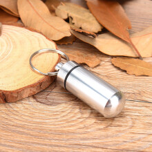 Mini Aluminum Waterproof Pill Box Keychain Holder for Emergency Use