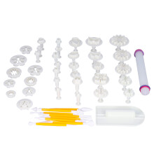 DIY Bakaccessoires, Suikerdecoratiegereedschap, Fondantuitstekers voor Taarten, Koekjes, Glazuur, Gebak, Marsepein, Brood, Chocolade, 46-delige Set, F