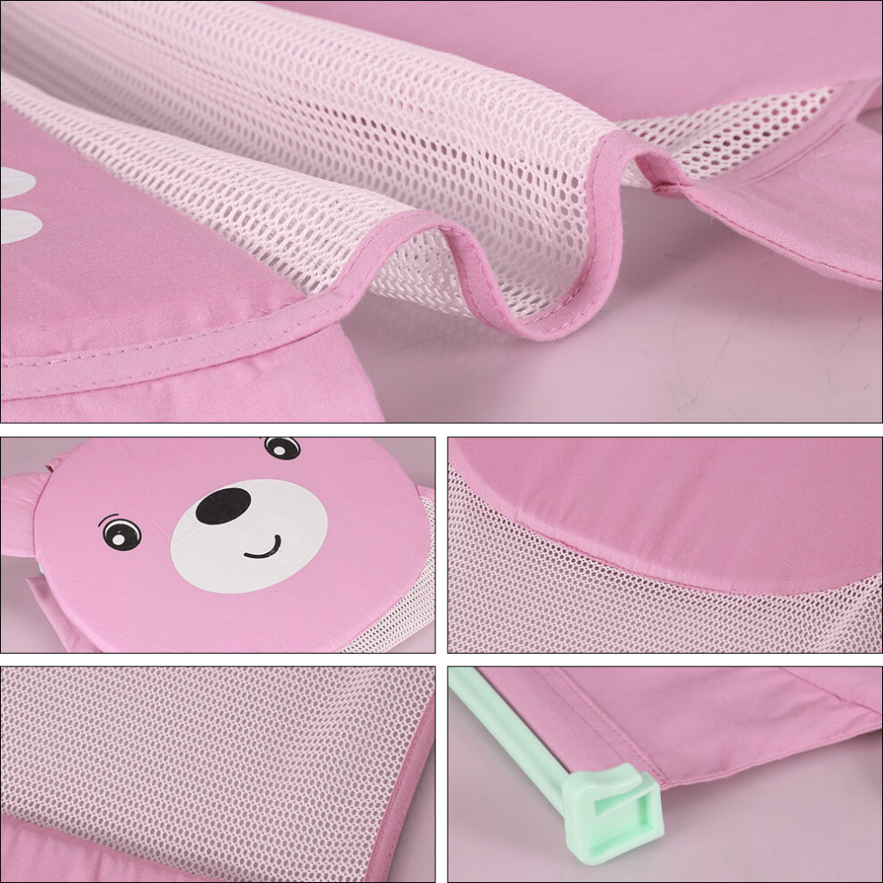 Adjustable Bear Baby Bath Seat Net 58X67cm For Newborn To Toddler Pink