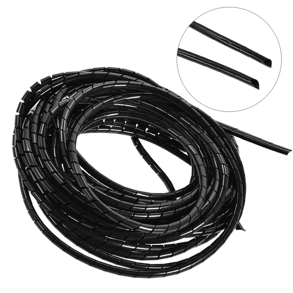 Wire Management Spiral 10M Cable Wrap For Tv Pc Home Office 6Mm Tubing Black
