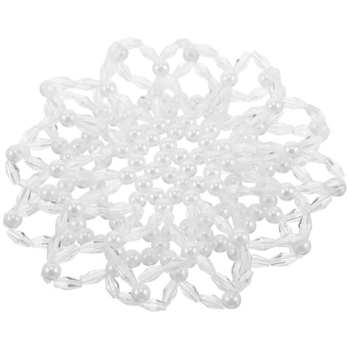 Weißes Elastisches Crochet Haarnetz Mit Perlen Für Tanzballet
