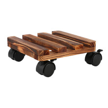 Suporte para vaso de flores moderno e minimalista em madeira maciça, carrinho resistente com rodas duplas para movimentação suave e economia de