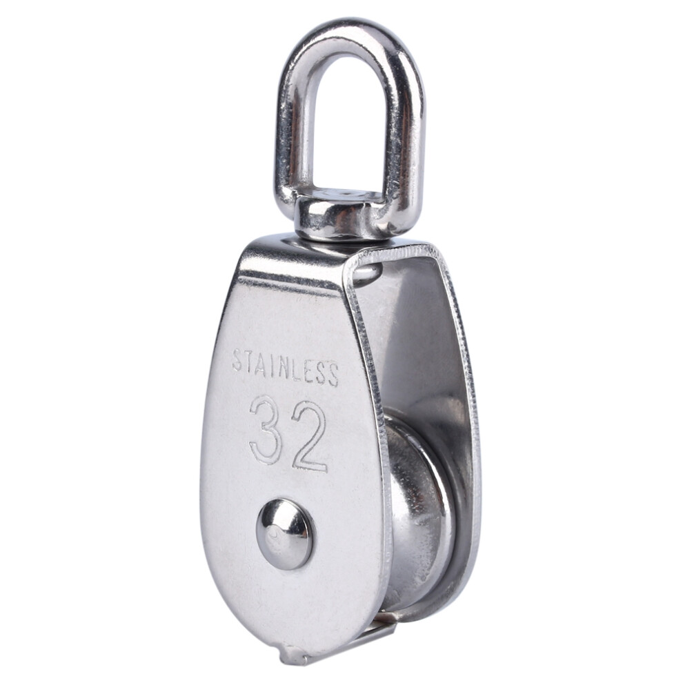 Durable M32 Stainless Steel Single Wheel Swivel Pulley For Rigging And Lifting 8491363064341
