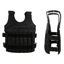 20kg Adjustable Weighted Vest with 16 Pouches, Black, 60cm