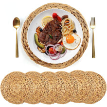 Ambachtelijk vervaardigde placemats van waterhyacint, gevlochten, natuurlijk design, antislip tafelmatten, onderhoudsvriendelijke, rustieke, geweven