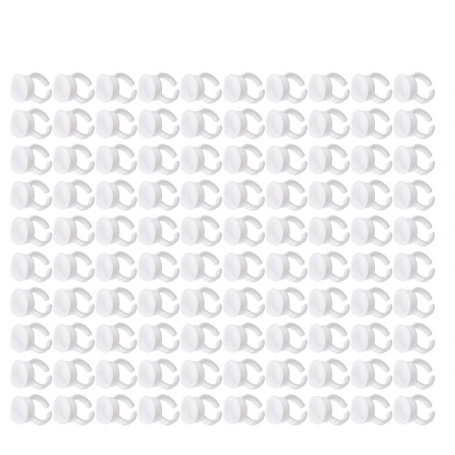100pcs White Disposable Glue Ring Holders for Eyelash Extension/Tattoo 1