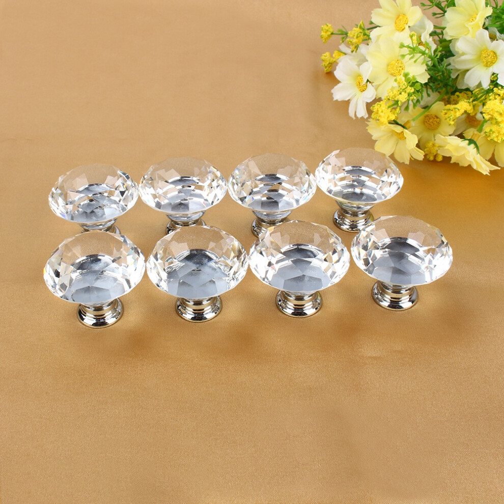 16Pcs Crystal Glass Drawer Knobs 40Mm Diamond Shape Handles 7631363067992