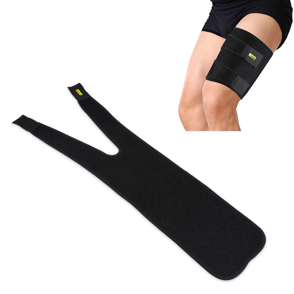 Adjustable Black Thigh Brace Support Compression Sleeve 72x20cm