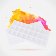 Weiße Kunststoff-Aquarellfarbenpalette mit 24 Fächern, 21102cm