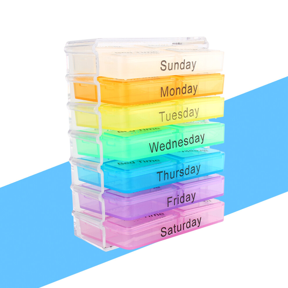 Pill Dispenser 7 Day Weekly Organizer with Am Pm Storage Tablet Box Compact