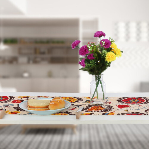 Τραπεζομάντιλο Boho Floral, Vintage μοτίβο ηλίανθου που προσθέτει ζωντάνια σε κάθε χώρο 2