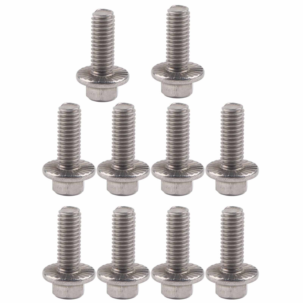 10Pcs M6 Hex Flange Screws Ss304 Stainless Steel Washer Head Bolts 4641363072936