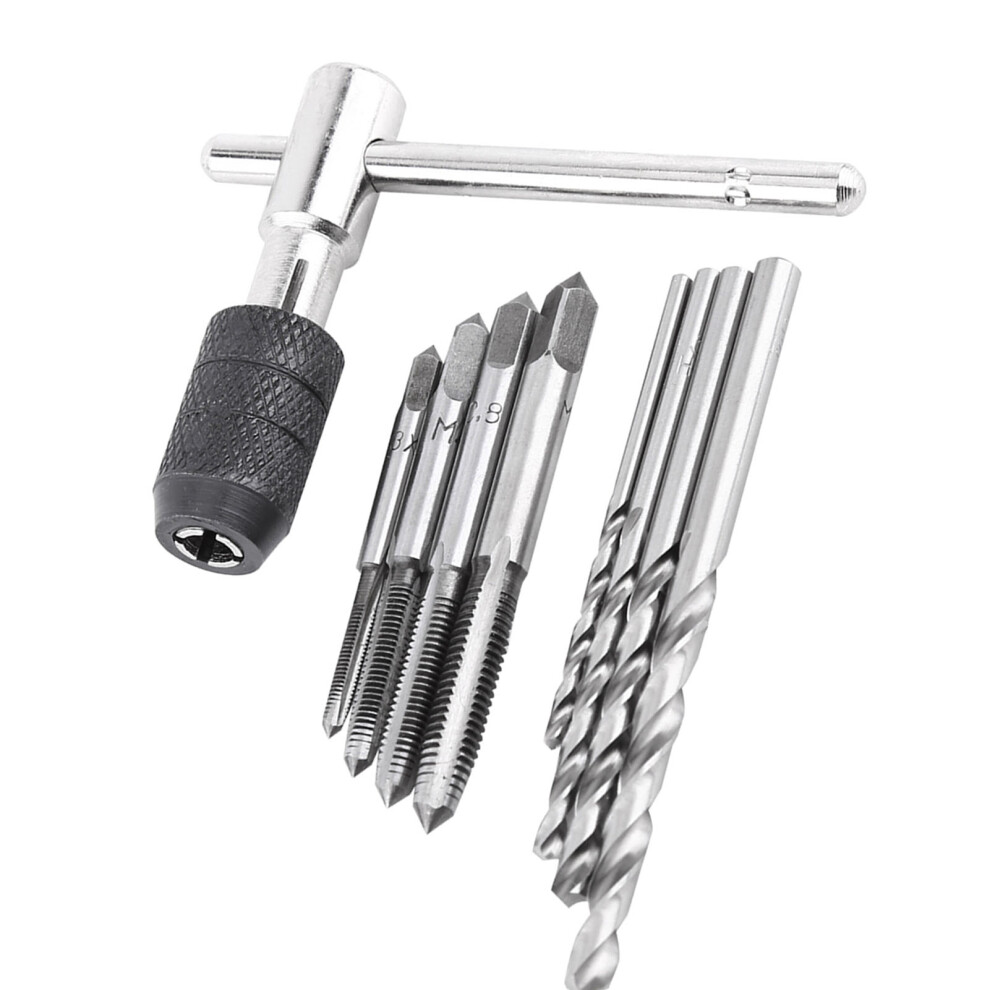 9Pcs Set Screw Taps & T-Shaped Wrench With Twist Drill Bits Hand Tool Kit 3521363073694