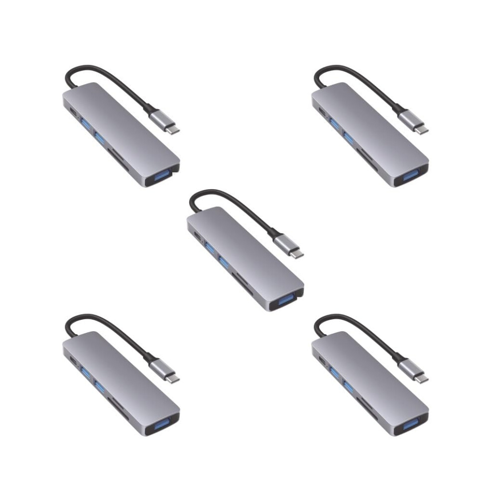 Usb C Hub 6In1 Multiport Adapter For Phone And Pc, Typec Data Transfer, Card Reader, Extender, Connector Tool 9105992253272