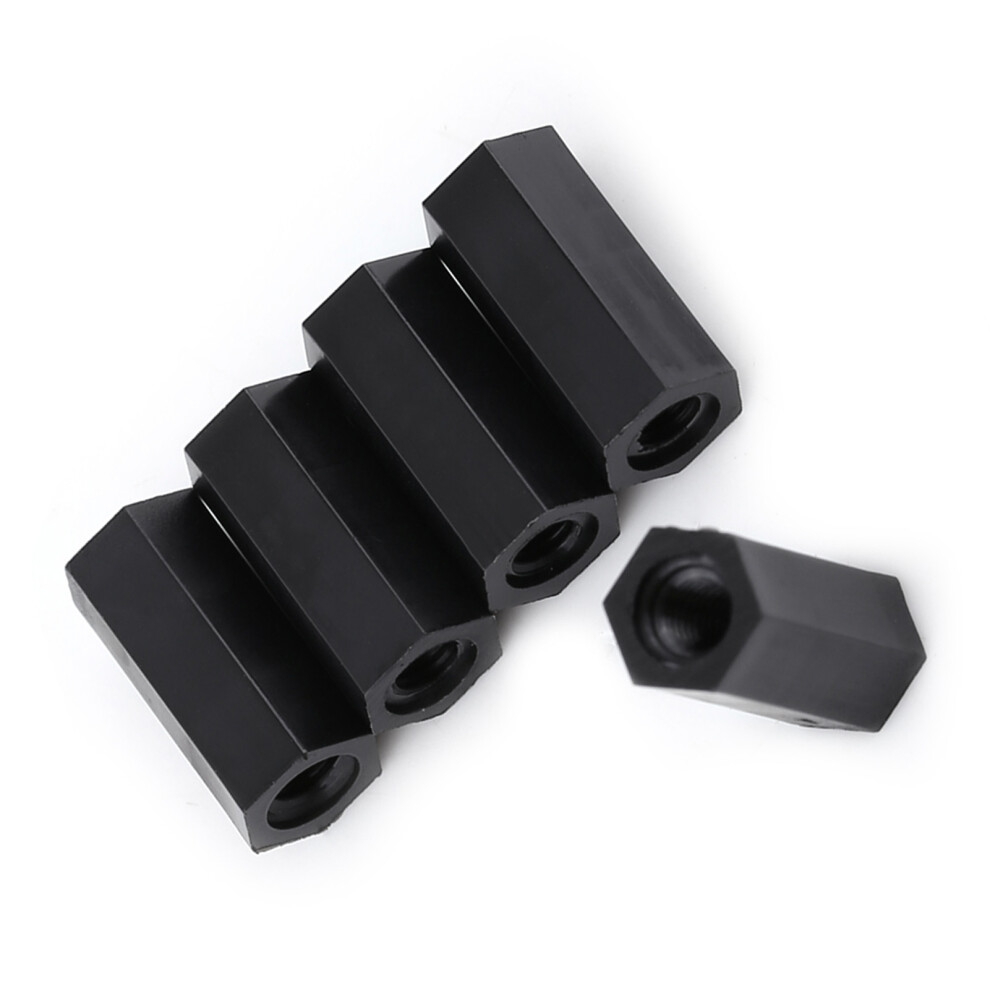Black Pa66 100Pcs M3 Female X M3 Female Threaded Hex Standoffs 12Mm 4961363073635