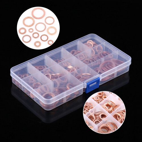 Durable 280pcs 12 Size Copper Flat Washers with Storage Case for Bolts 2