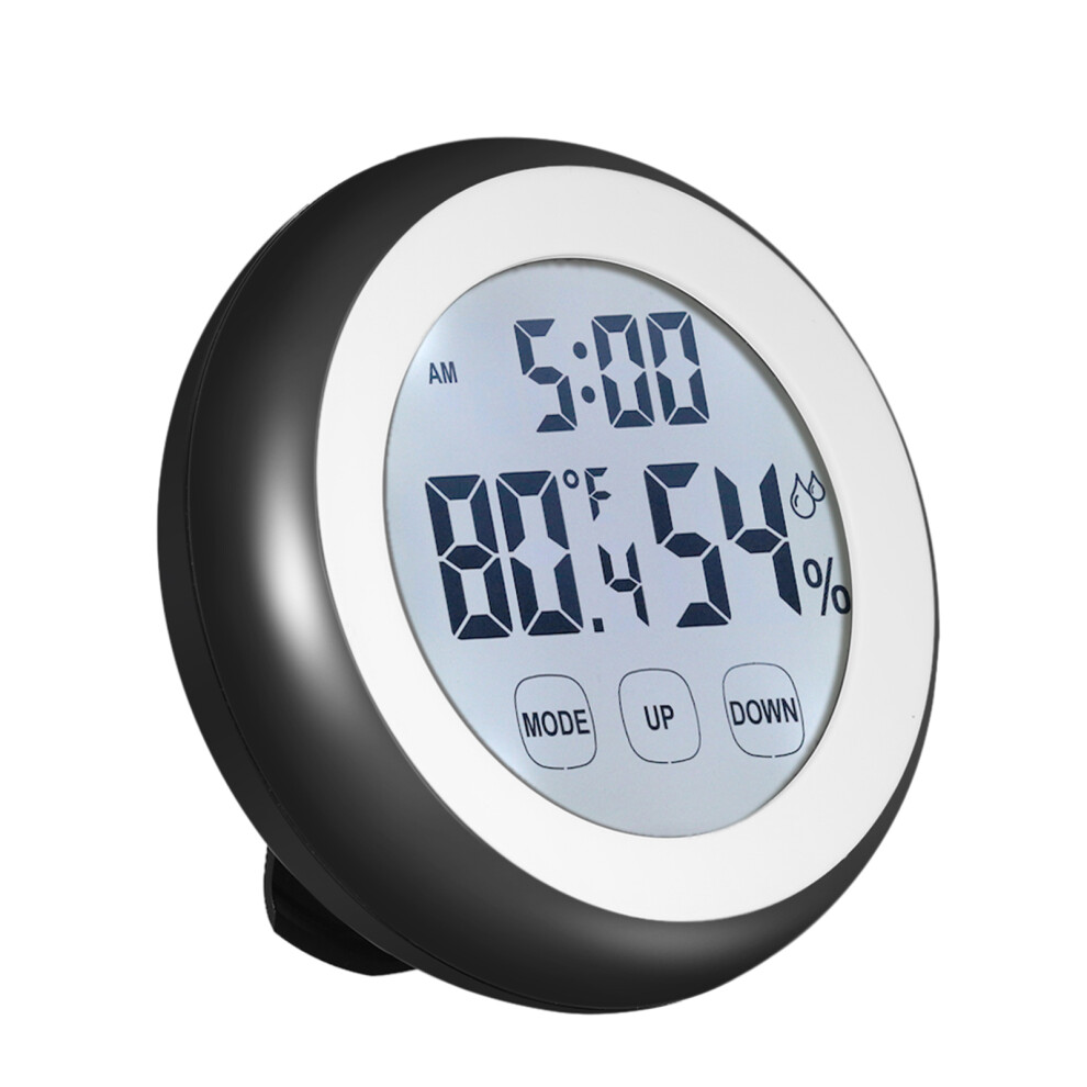 Digital Thermometer Hygrometer Clock With Backlight, 8.5X2.5cm, Black 7901363075274