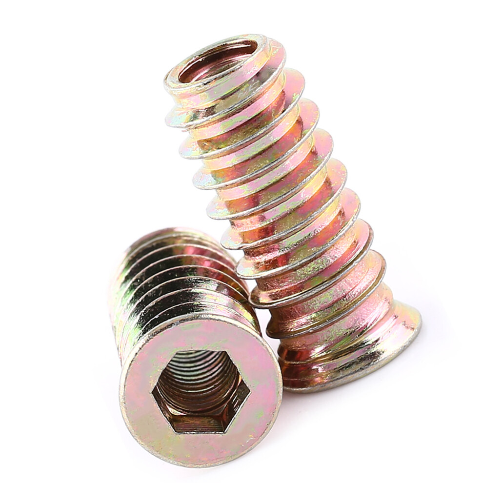 M6*25Mm Zinc Plated Steel Insert Nuts For Wood Furniture Hex Socket Drive 3571363077079