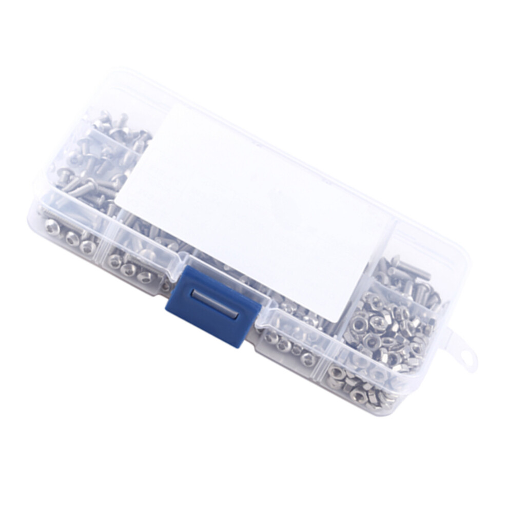 340Pcs M3 Stainless Steel Ss304 Button Head Hex Socket Screw And Nut Set 6921363077529