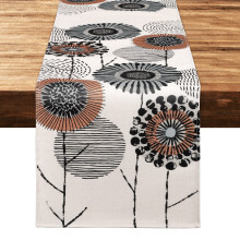 Caminos de mesa abstractos para mesa de comedor, camino de mesa floral moderno con un llamativo estampado abstracto, camino de mesa lavable de