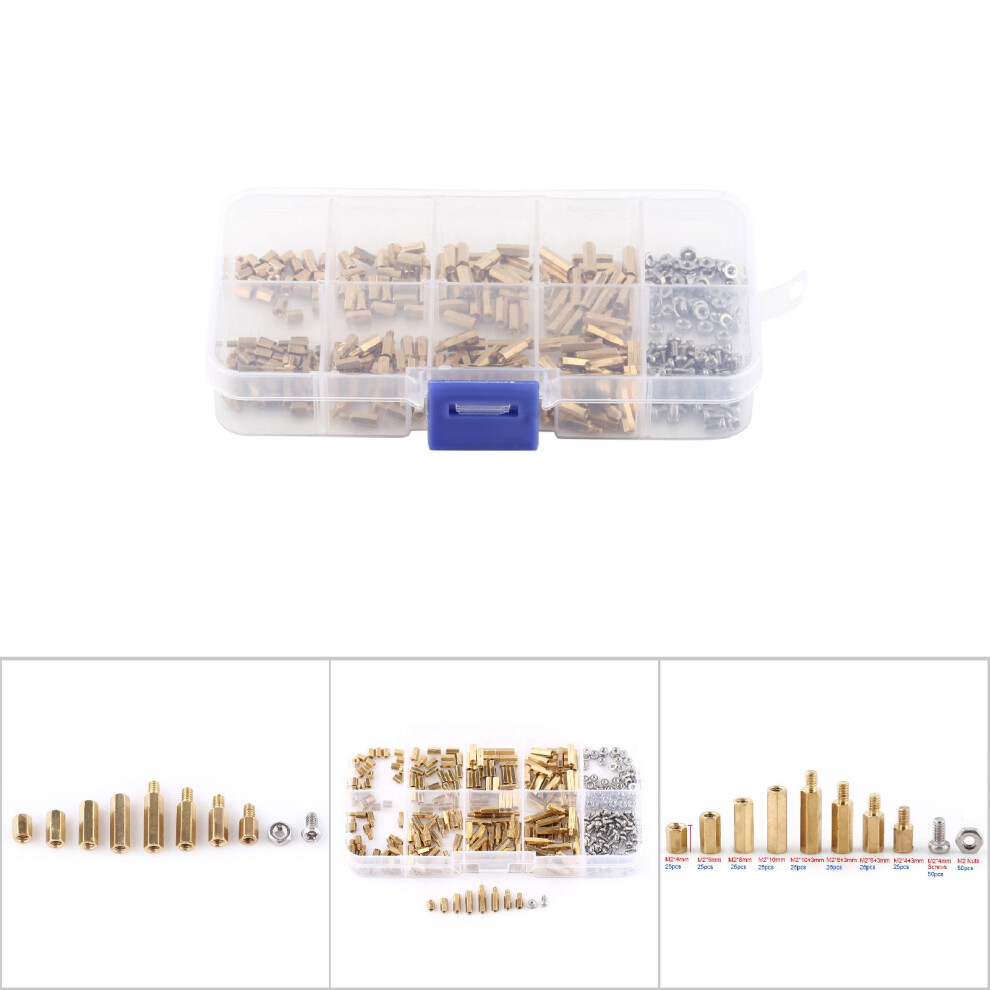 Brass Standoff Assortment M2/M3: Hex Columns With Screws & Nuts In Box 8491363077167