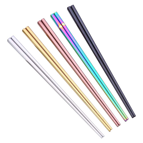 Επαναχρησιμοποιούμενα Chopsticks, από ανοξείδωτο ατσάλι, για δείπνο ασιατικού στιλ, 1