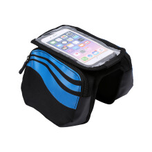 Fahrrad-Vordertasche Doppel-Tasche Handytasche Fahrrad-Querträger Blau Kompakt