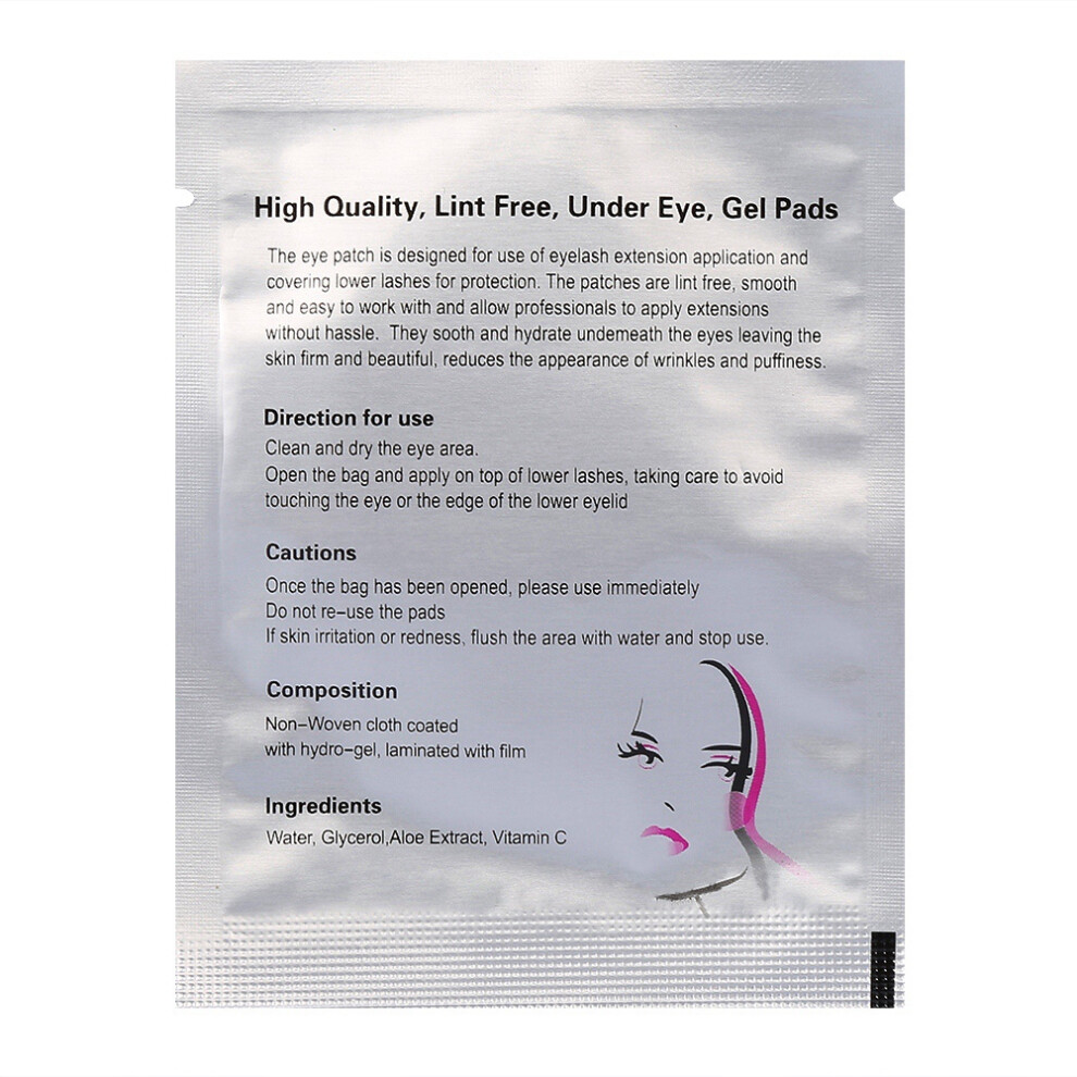 Silver 50Pairs Hydrogel Under Eye Patch Set For Eyelash Extensions, Moisturizing