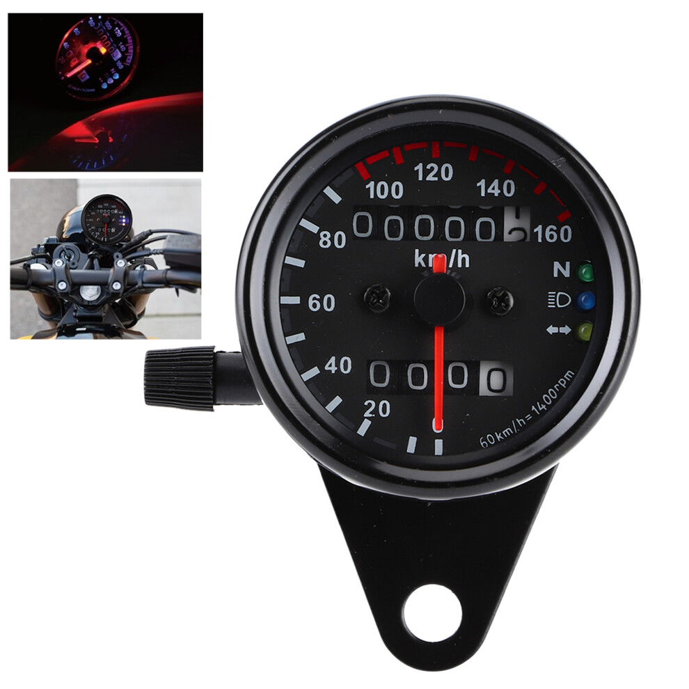 Universal 12V Motorcycle Speedometer Odometer 160Km/H Gauge Black 7891363079689
