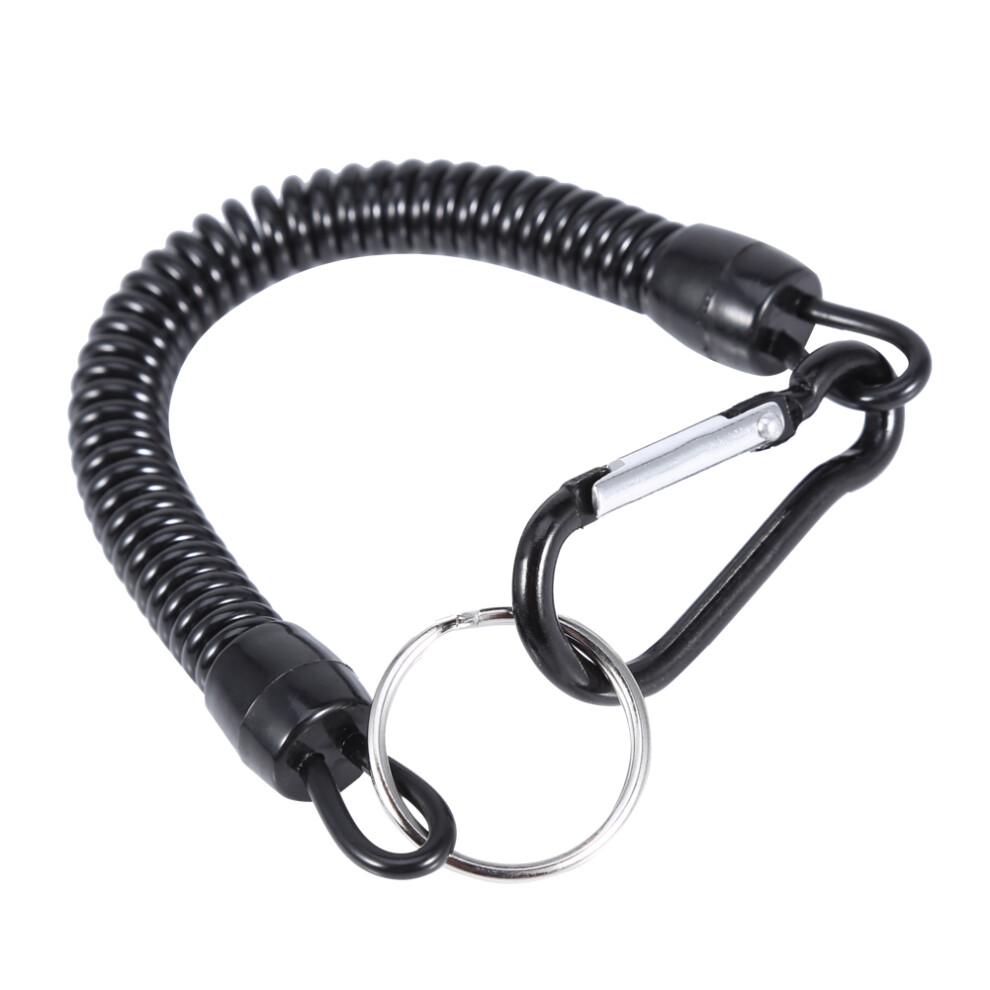 5Pcs Retractable Fishing Lanyards Black Nylon Aluminum Alloy Secure Tackle 9351363080361