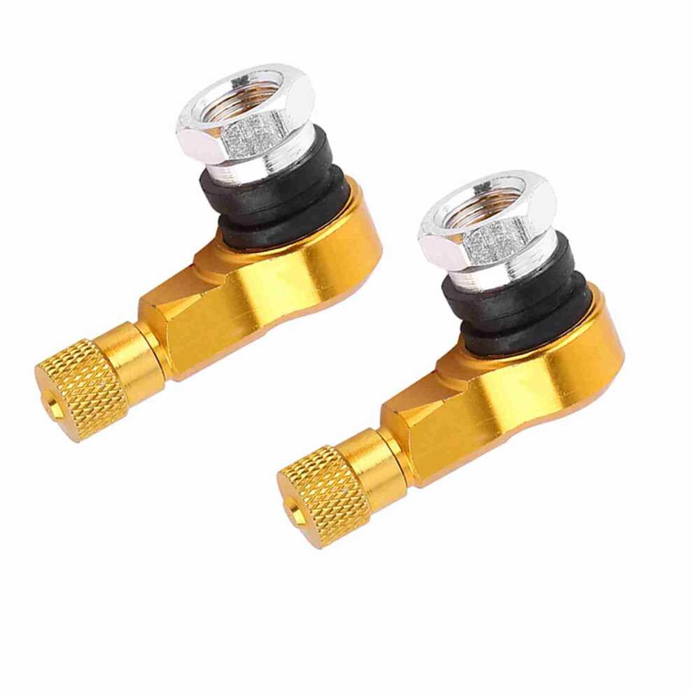 90-Degree 2Pcs Motorcycle Tire Valve Stems Caps 11.3Mm Aluminum Golden 8721363081469