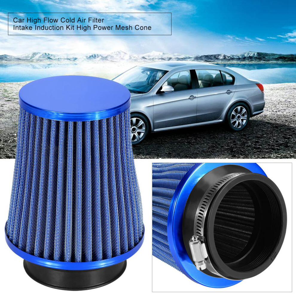 High Flow Cold Air Intake Filter Kit | 76Mm, Reusable Mesh Cone Blue 7611363080917