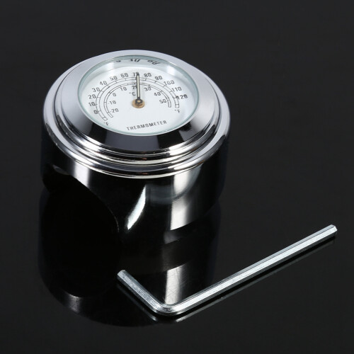 White 7/8" 1" Handlebar Mount Thermometer Waterproof for Motorcycles
