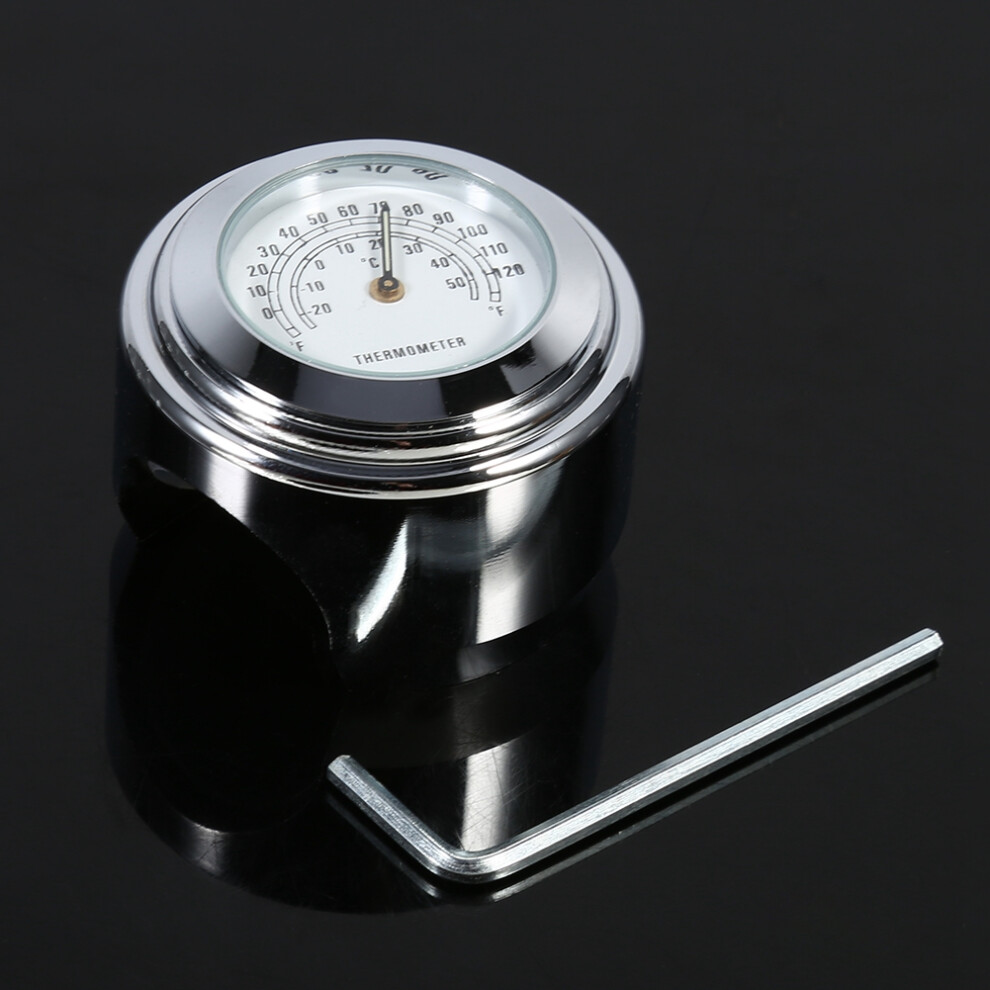 7/8" 1" Handlebar Mount Thermometer Waterproof For Motorcycles White 5051363082559