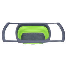 Colador plegable para cocina, asas extensibles ajustables para colocar sobre el fregadero, colador plegable de gran capacidad resistente al calor.