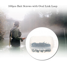 100pcs 14mm Black Steel Bait Screws with Oval Loop for Carp Fishing