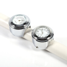 Motorcycle Handlebar Accessory: Watch & Temp Gauge 7/8" 1" White Dial