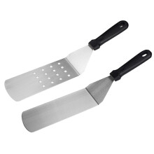 Sada odolných kovových špachtlí, nerezová BBQ lopatka s designem vhodným do myčky nádobí, ergonomicky tvarované rukojeti pro